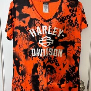 Harley-Davidson Black and Orange Geometric T-Shirt